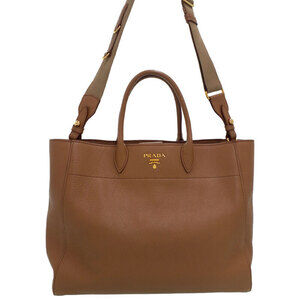 Prada Vitello Daino leather 2way tote Shoulder bag Brown